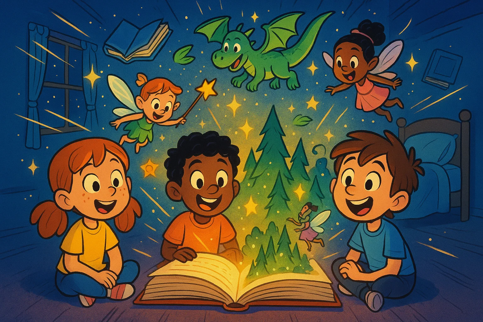 Children reading magic stories that spark imagination and teach life lessons.