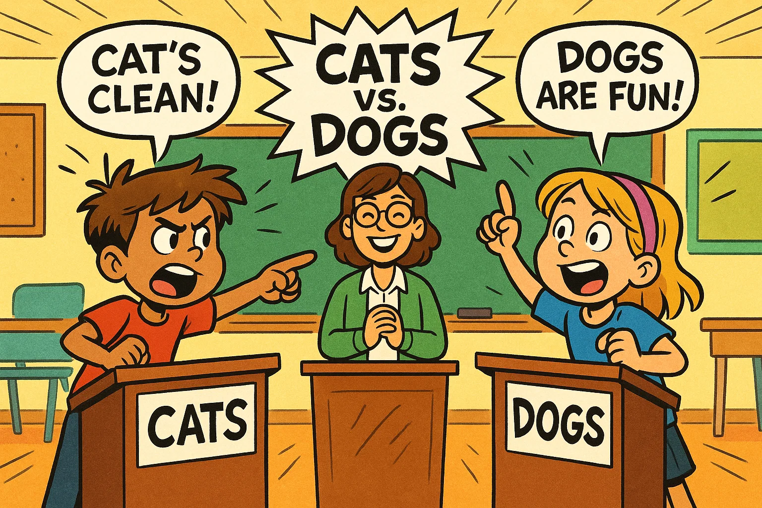 Fourth grade students debating opinions using persuasive writing prompts.