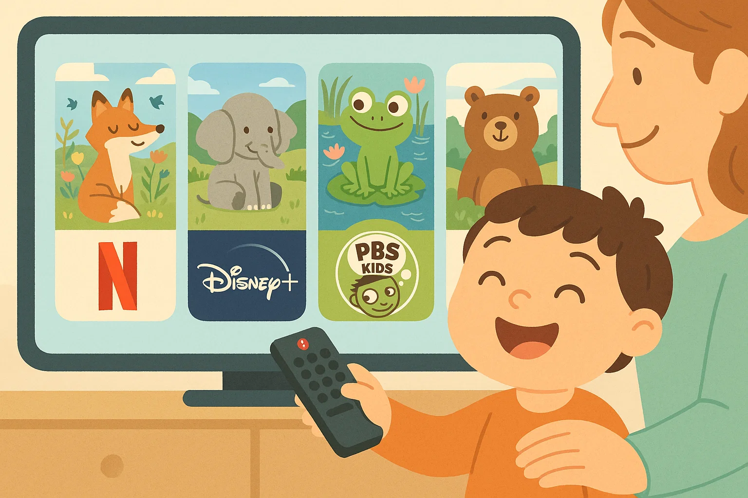 Platforms to watch calming cartoons online for kids on streaming services.