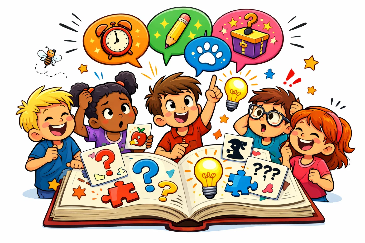 Riddles for 9 year olds with answers in a funny and tricky cartoon scene.