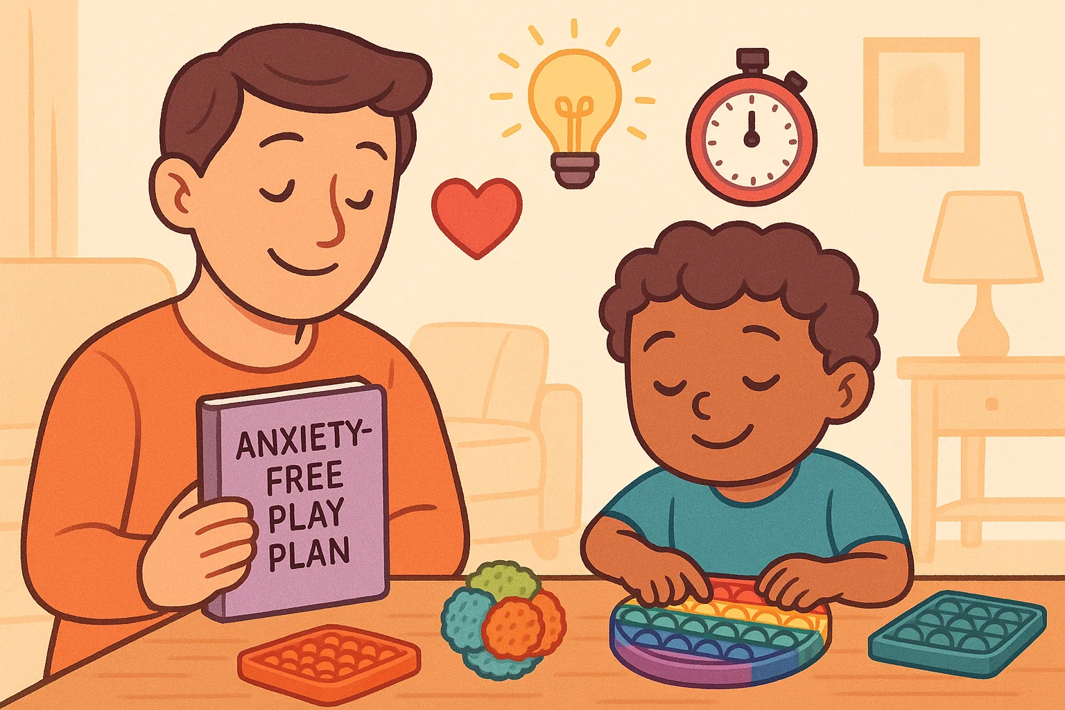 Parent observing child during sensory play to support calm and emotional balance.