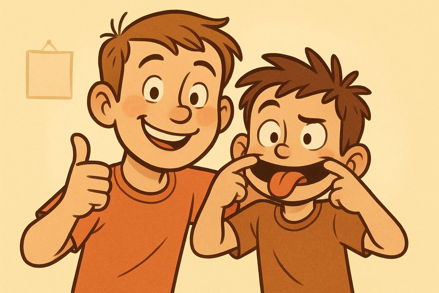 Brothers posing together with happy smiles expressing short brother love.