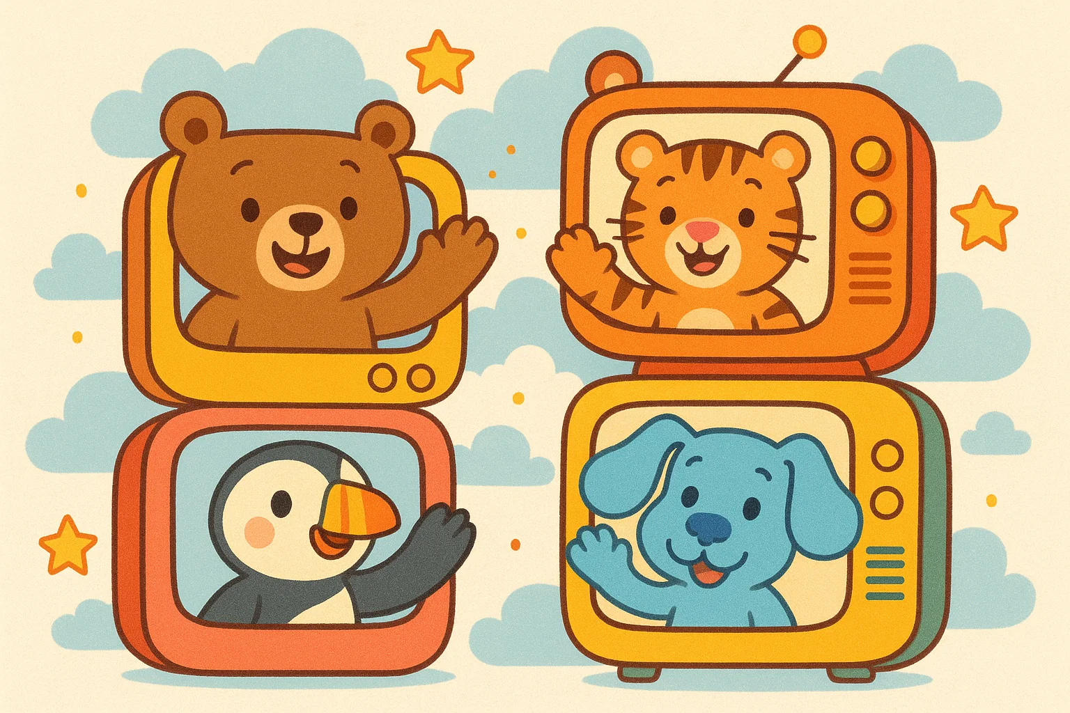 Best calming TV shows for kids with gentle cartoon characters and soothing colors.