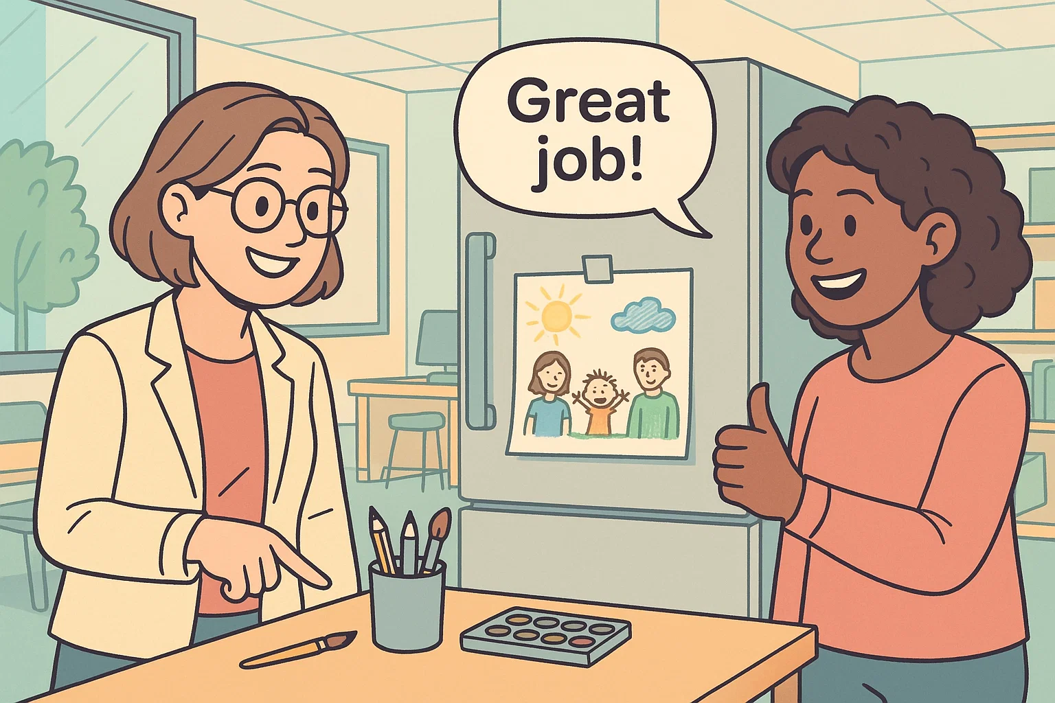 Teacher and parent share art activity tips to support grade 3 creativity.