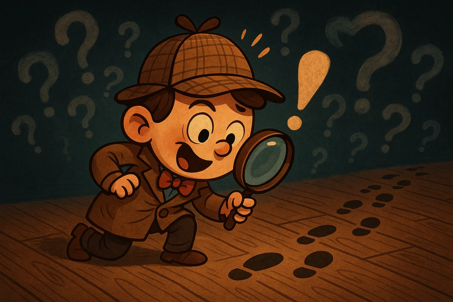 Kids acting like detectives while solving tricky riddles for 11 year olds.