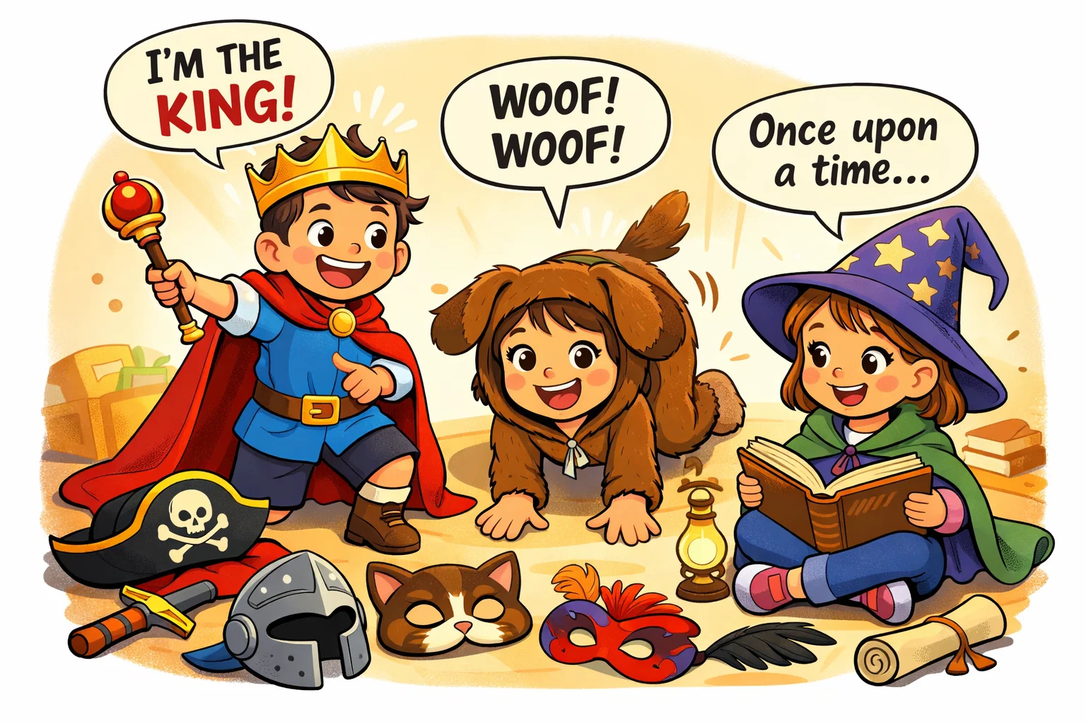 Character role play drama activities for kids creating imaginative roles.