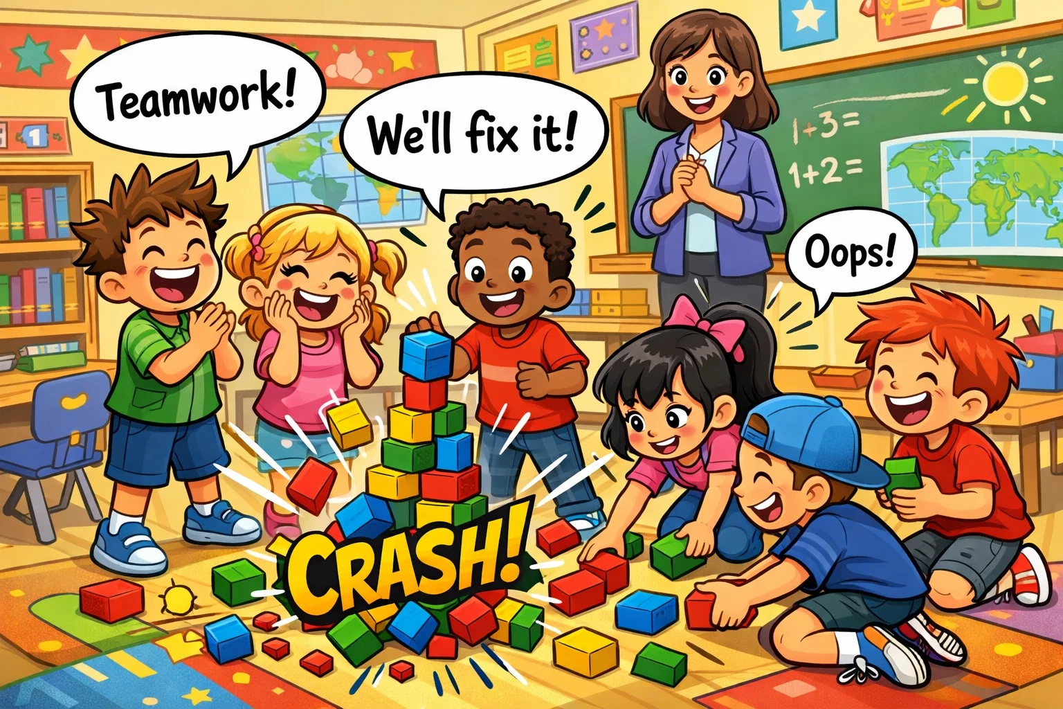 Classroom group resilience activities helping kids work together confidently.
