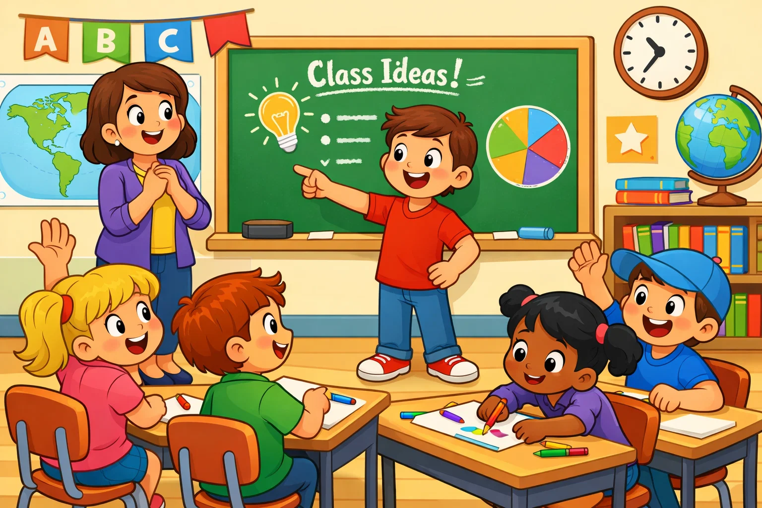  Classroom leadership activities with students practicing leadership at school.
