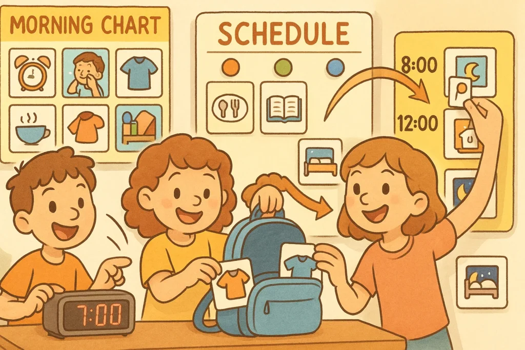  Daily routine real life time activities with kids using planners and daily schedule tools.
