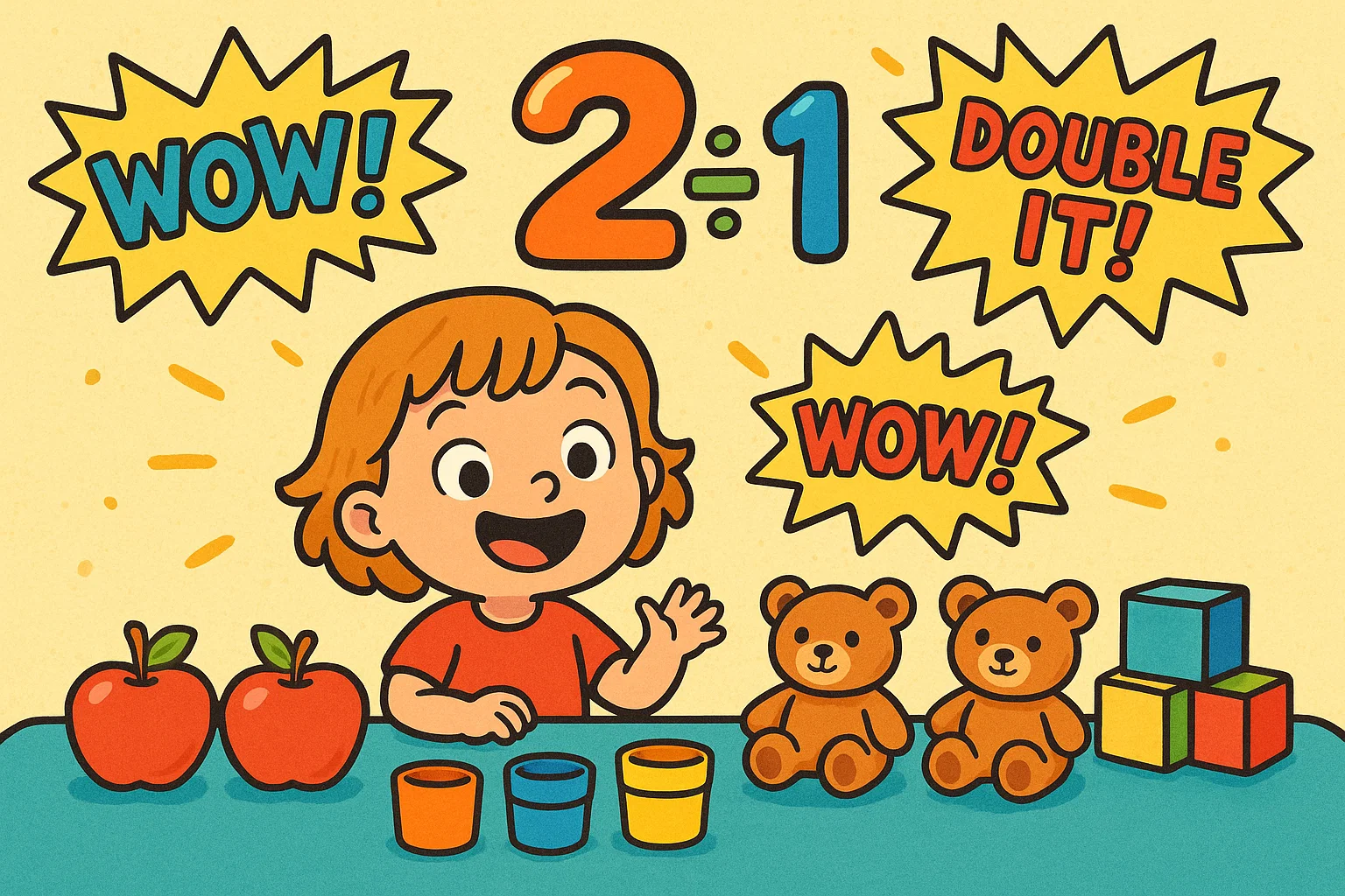 Doubling numbers early math skills activity helping kids learn simple counting.