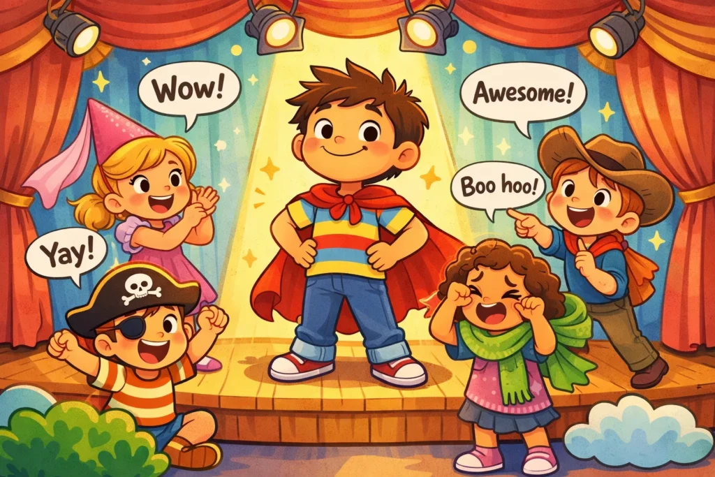 Drama activities for kids building confidence through creative role play and performance.