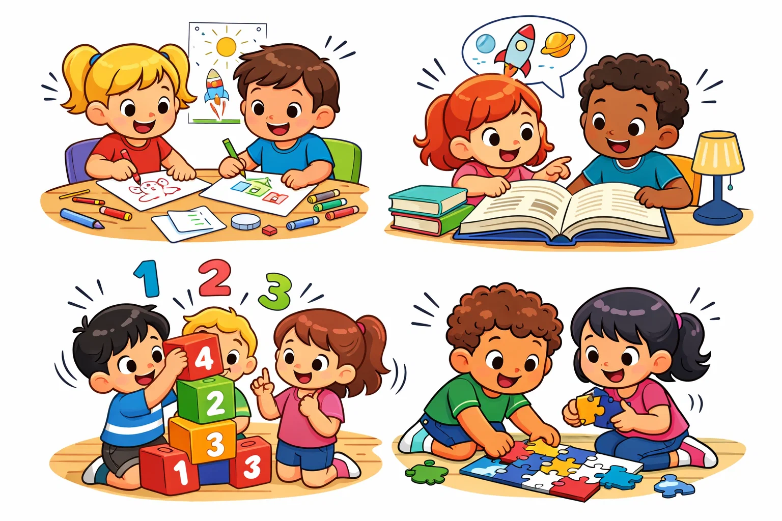 Educational activities for kids learning through play at home and school.