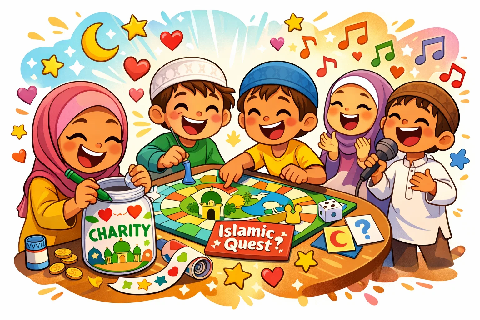 Fun Islamic activities for kids enjoying games and faith based learning.
