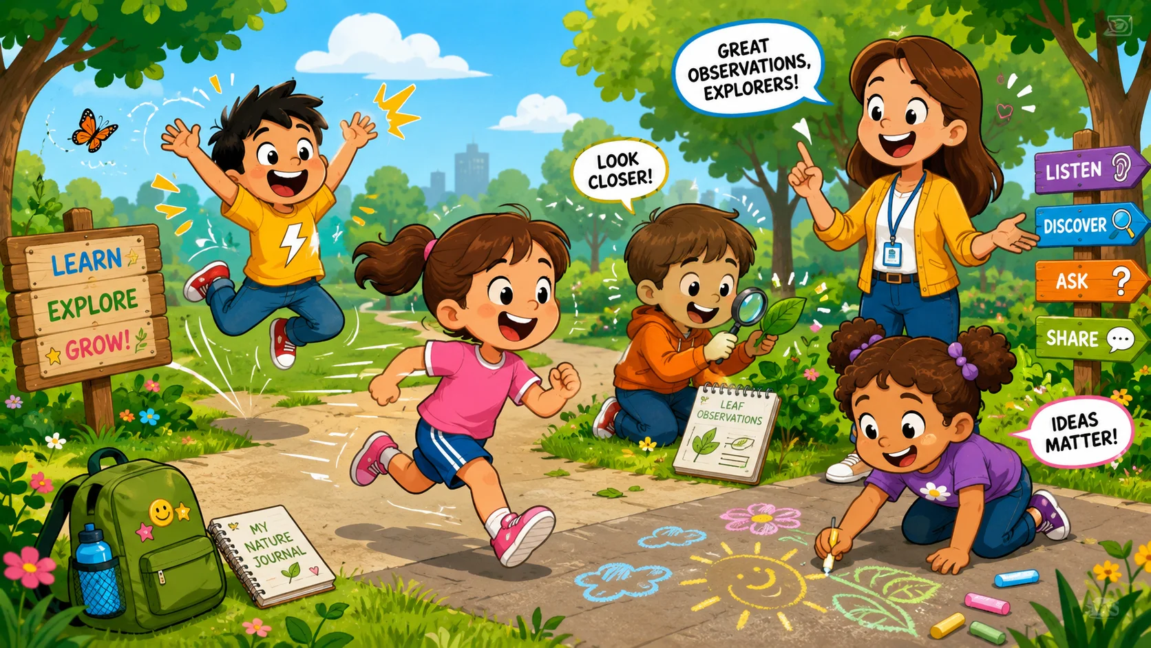 Fun outdoor learning activities for 7 year olds in a park.