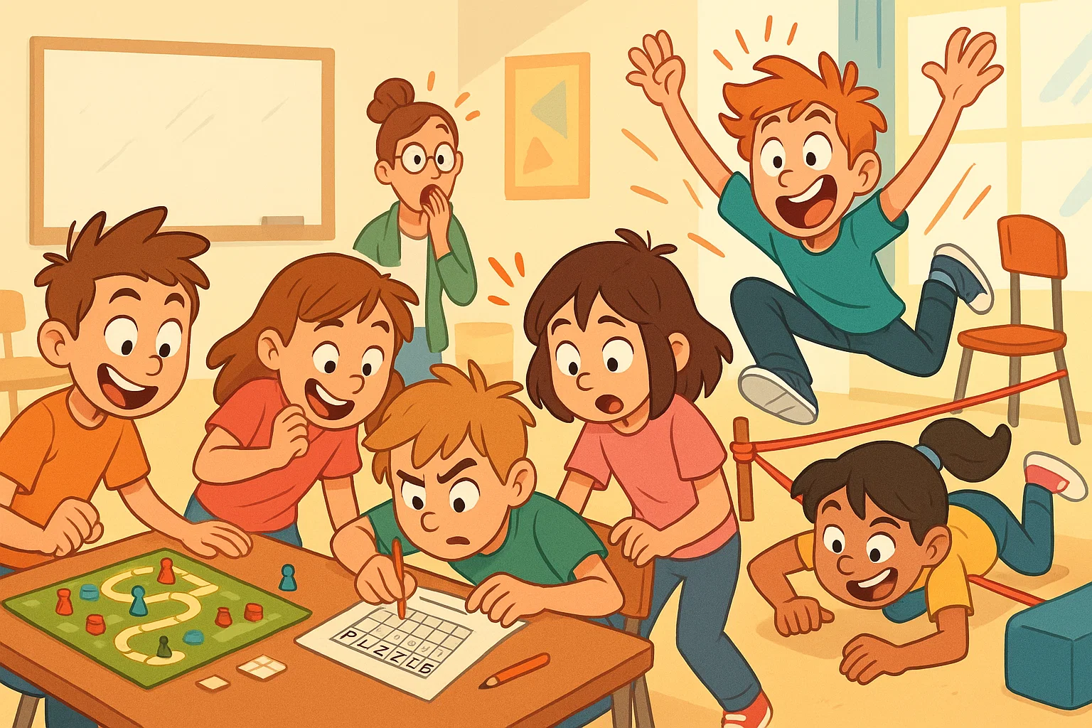 Games and activities for 12 year olds illustrated with board games and puzzle tasks.