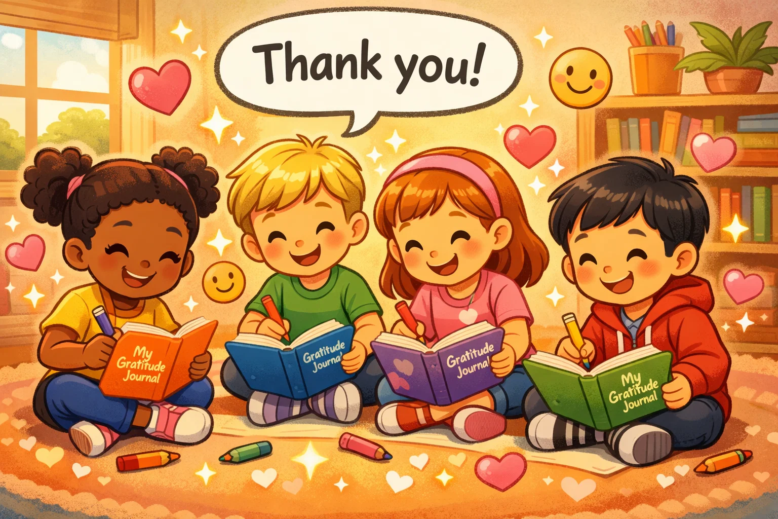 Gratitude based activities helping kids develop positive self esteem.
