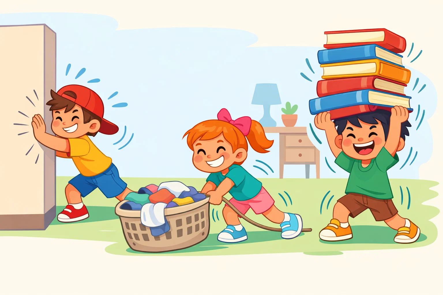 Examples of heavy work activities with kids using strength and movement play.
