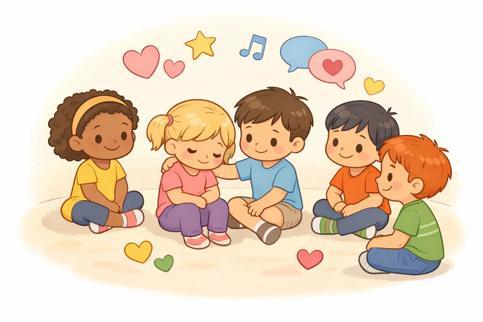 Importance of friendship for kids shown through positive group interaction.
