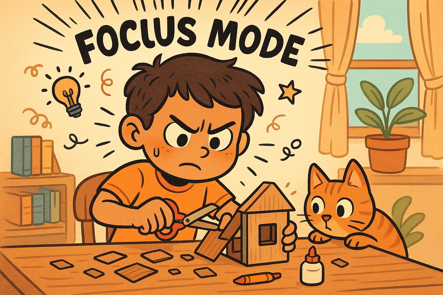 Independent activities for 8 year olds with a cartoon child working independently.

