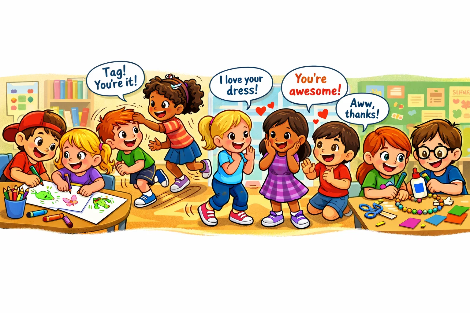 Kids friendship activities play that supports cooperation and communication.