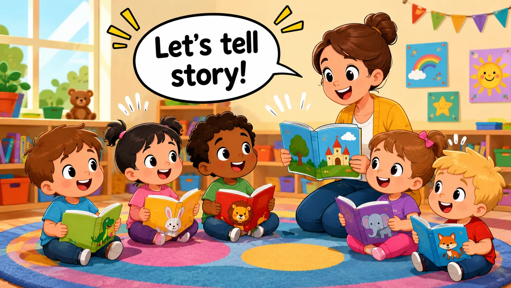  Language development activities for toddlers during colorful storytime. 
