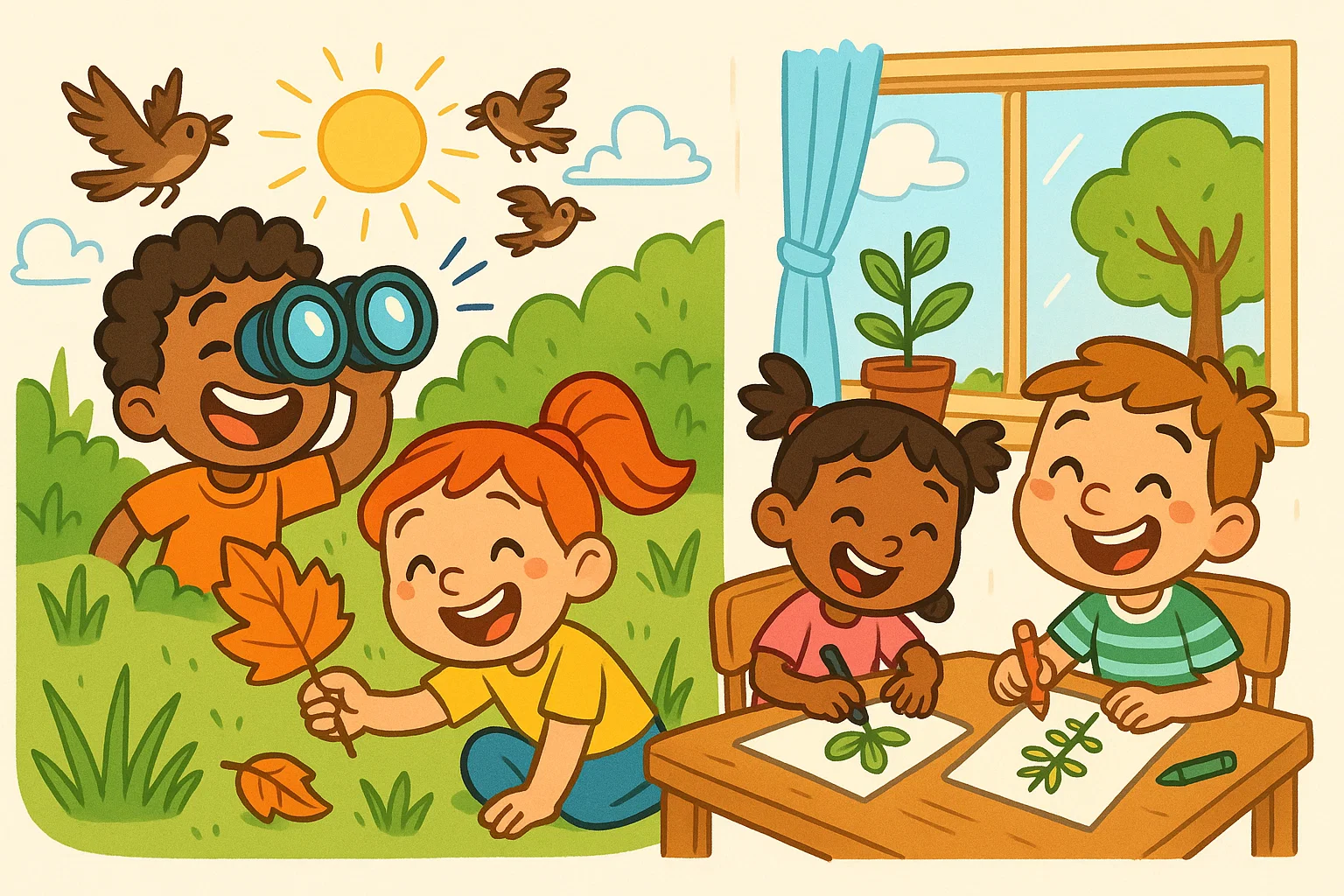 Nature activities for kids exploring outdoors and indoors through play and discovery.