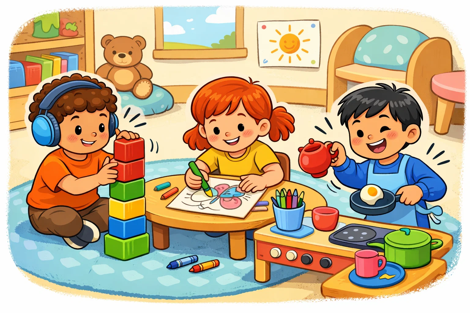 Safe indoor play activities for autistic kids in a structured and friendly space.
