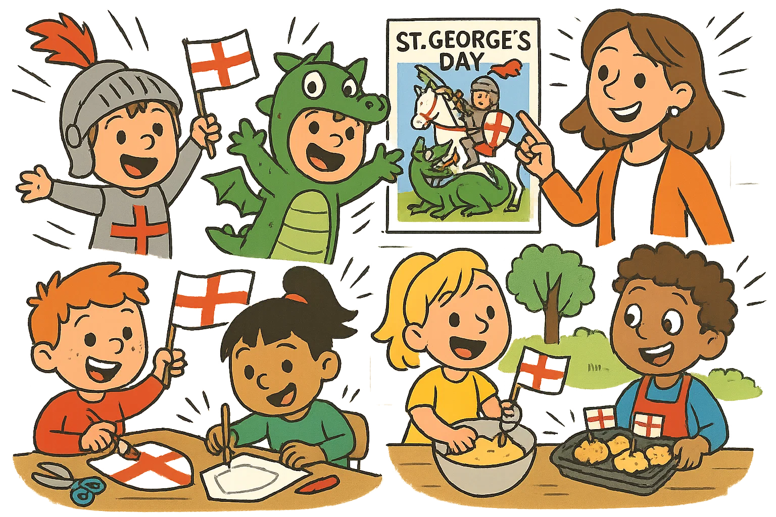 St Georges Day activities for kids with crafts, games, and learning fun.