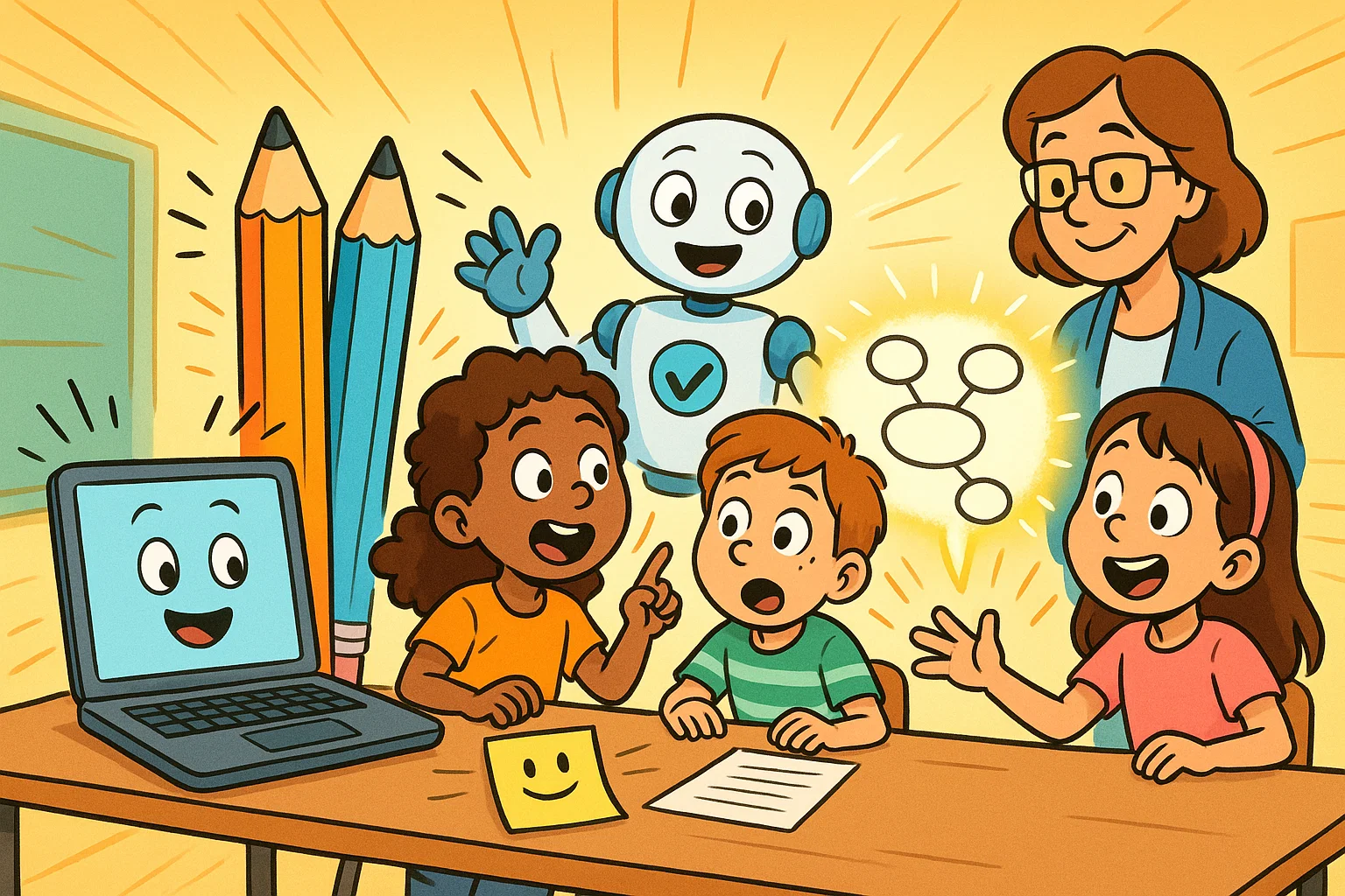 Kids using toolset writing like pro for kids with friendly digital and paper tools.
