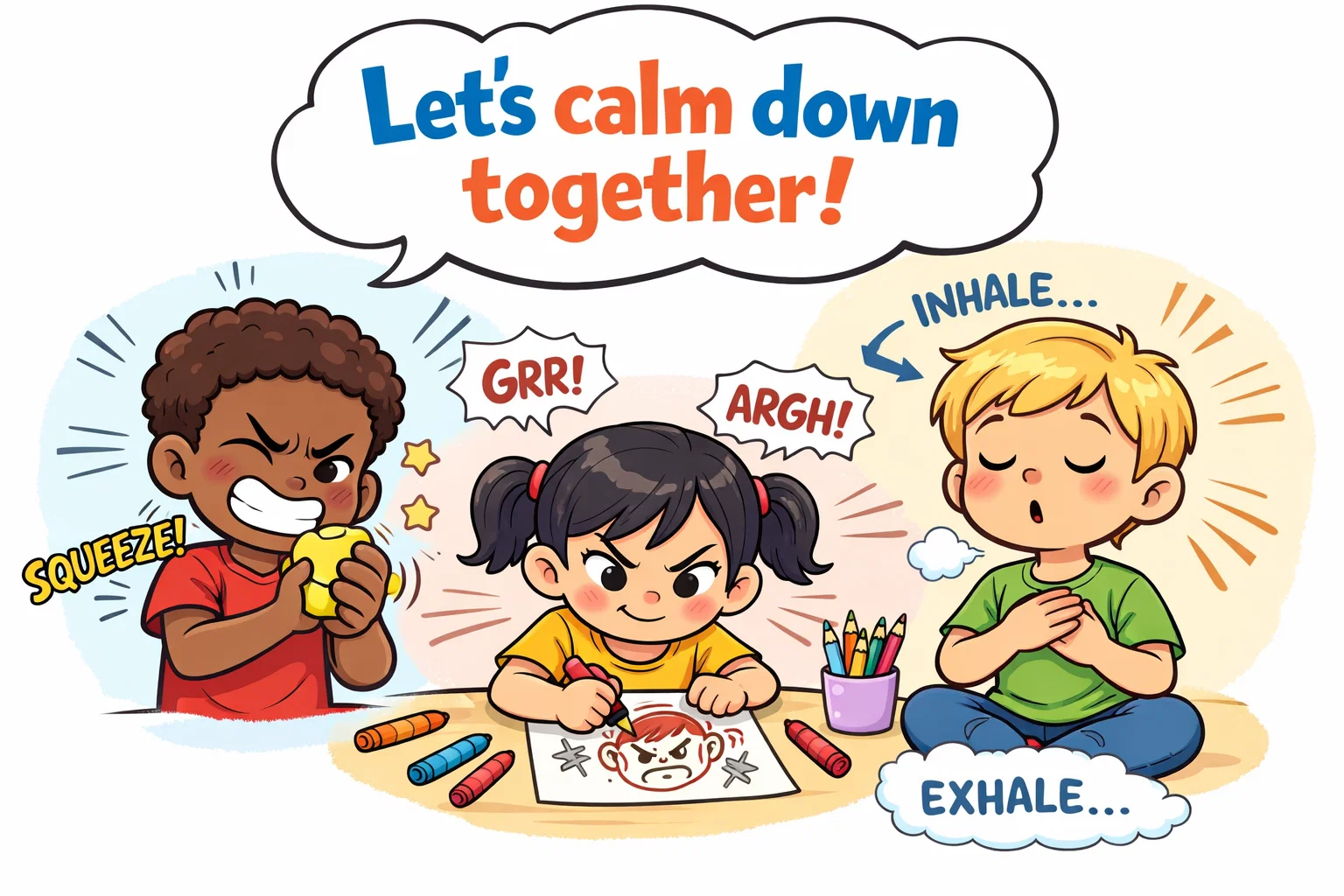 Anger management activities kids use to calm emotions through play and simple exercises.