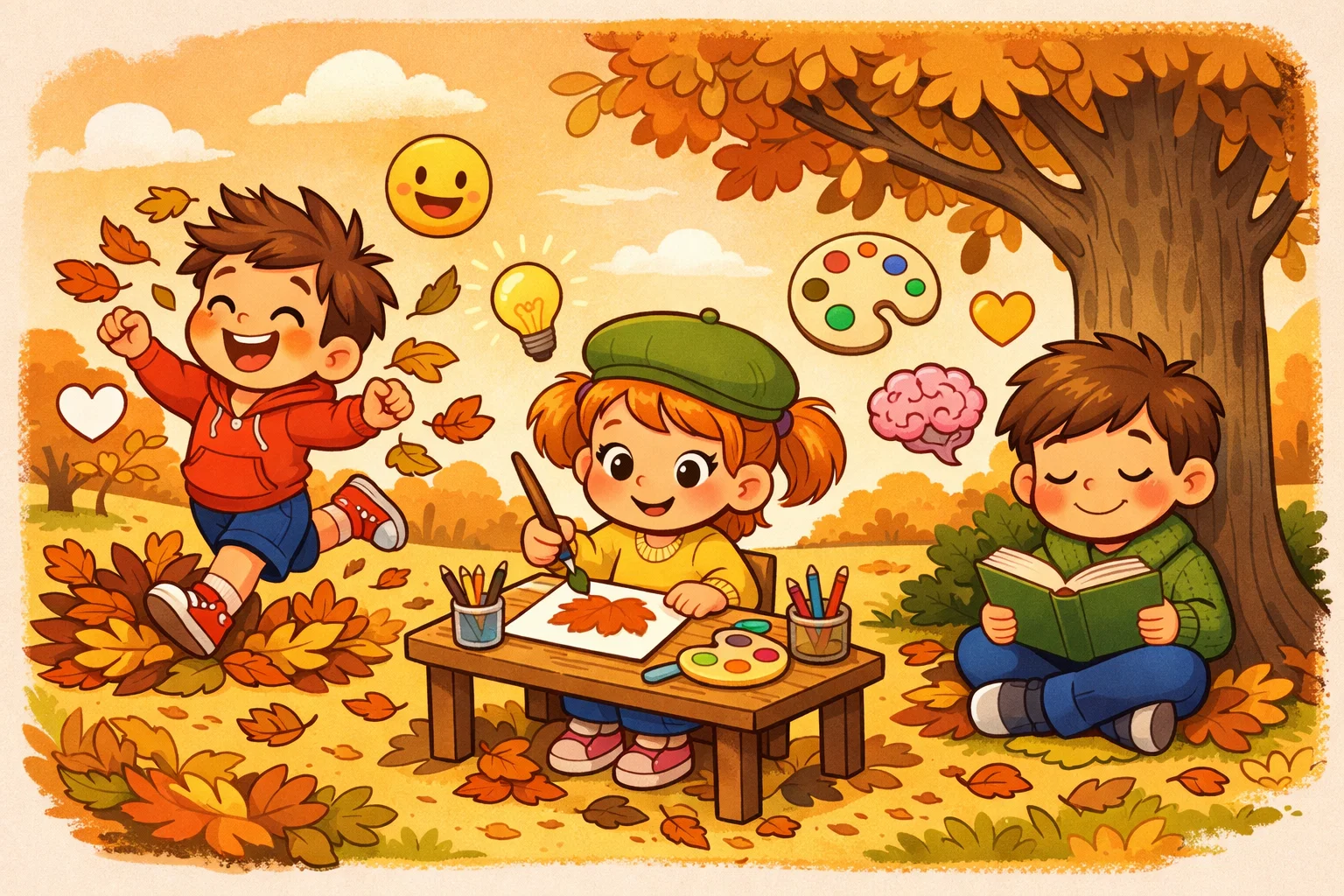 Benefits of autumn activities for kids through play, creativity, and movement.