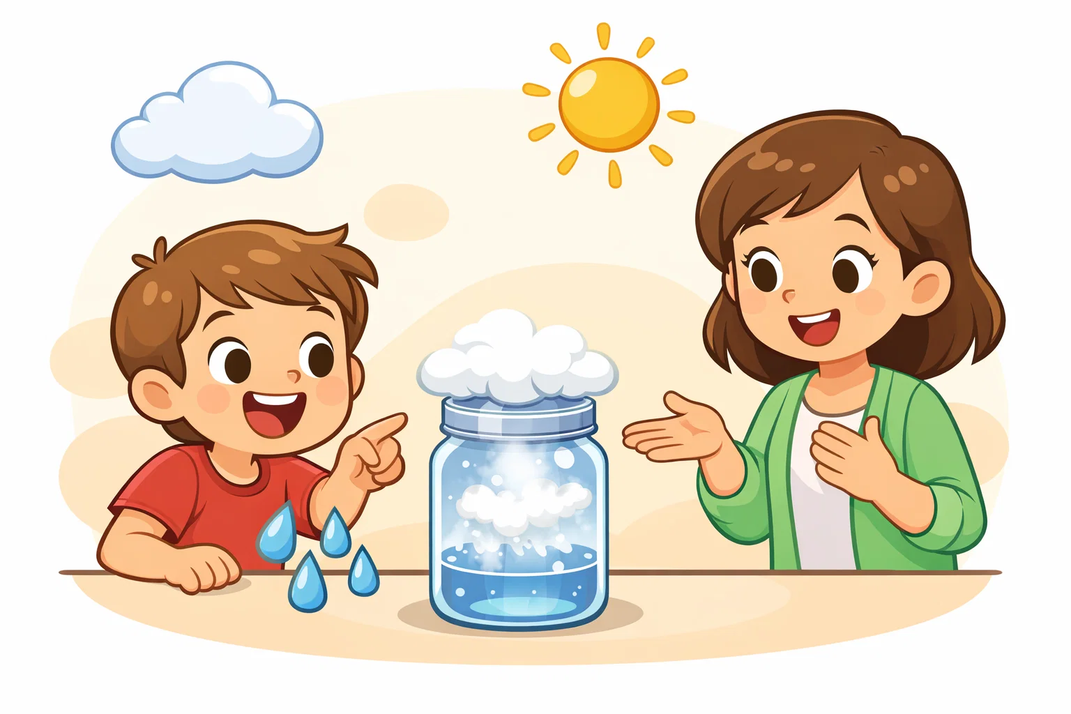 Purpose of cloud in jar experiment showing how clouds and rain form visually.