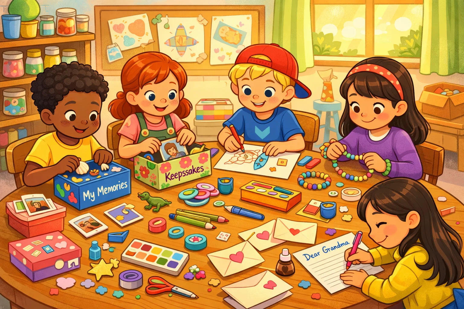 Creative grief activities for kids using art crafts and memory based expression.