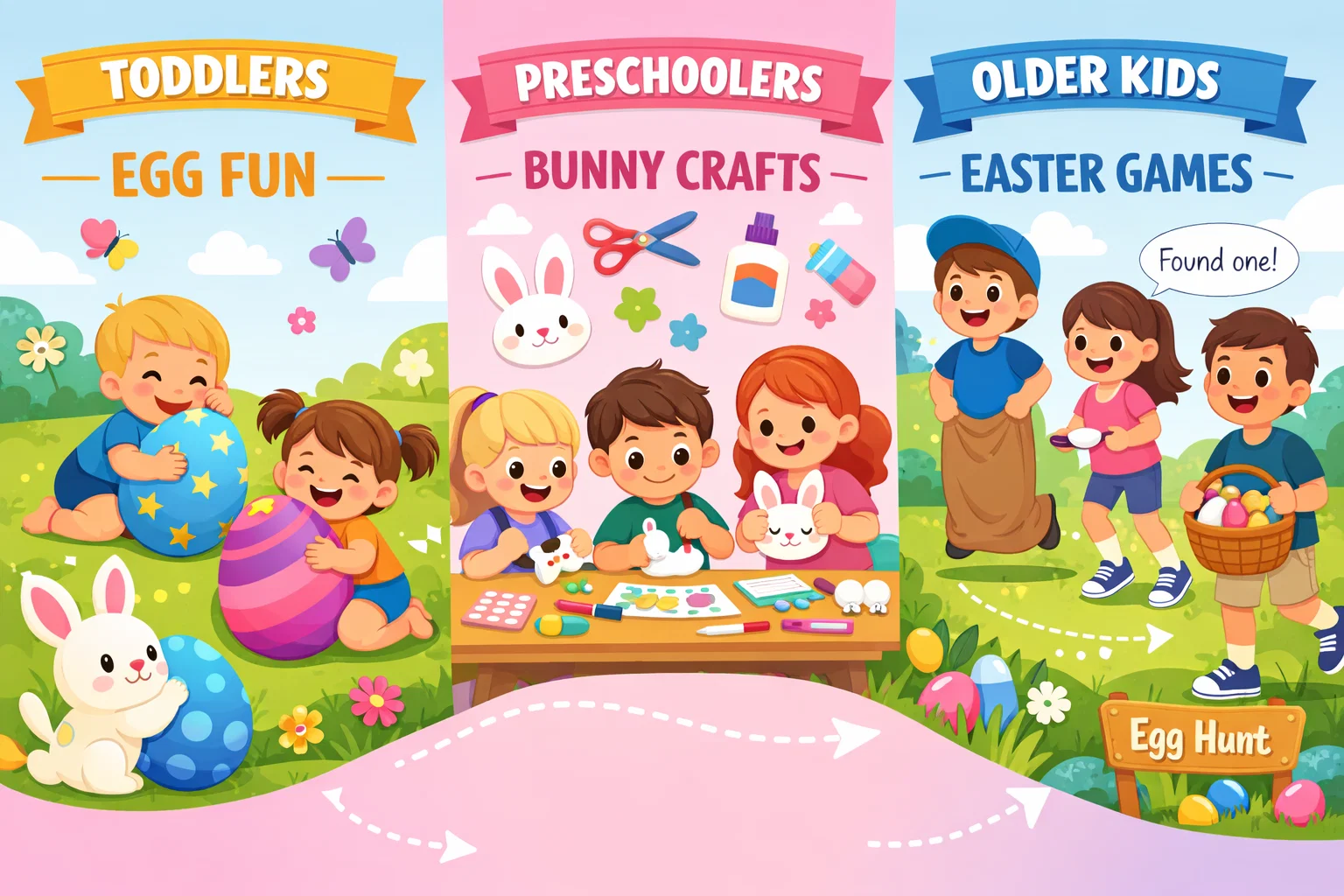 Easter activities by age group for toddlers preschoolers and older kids.