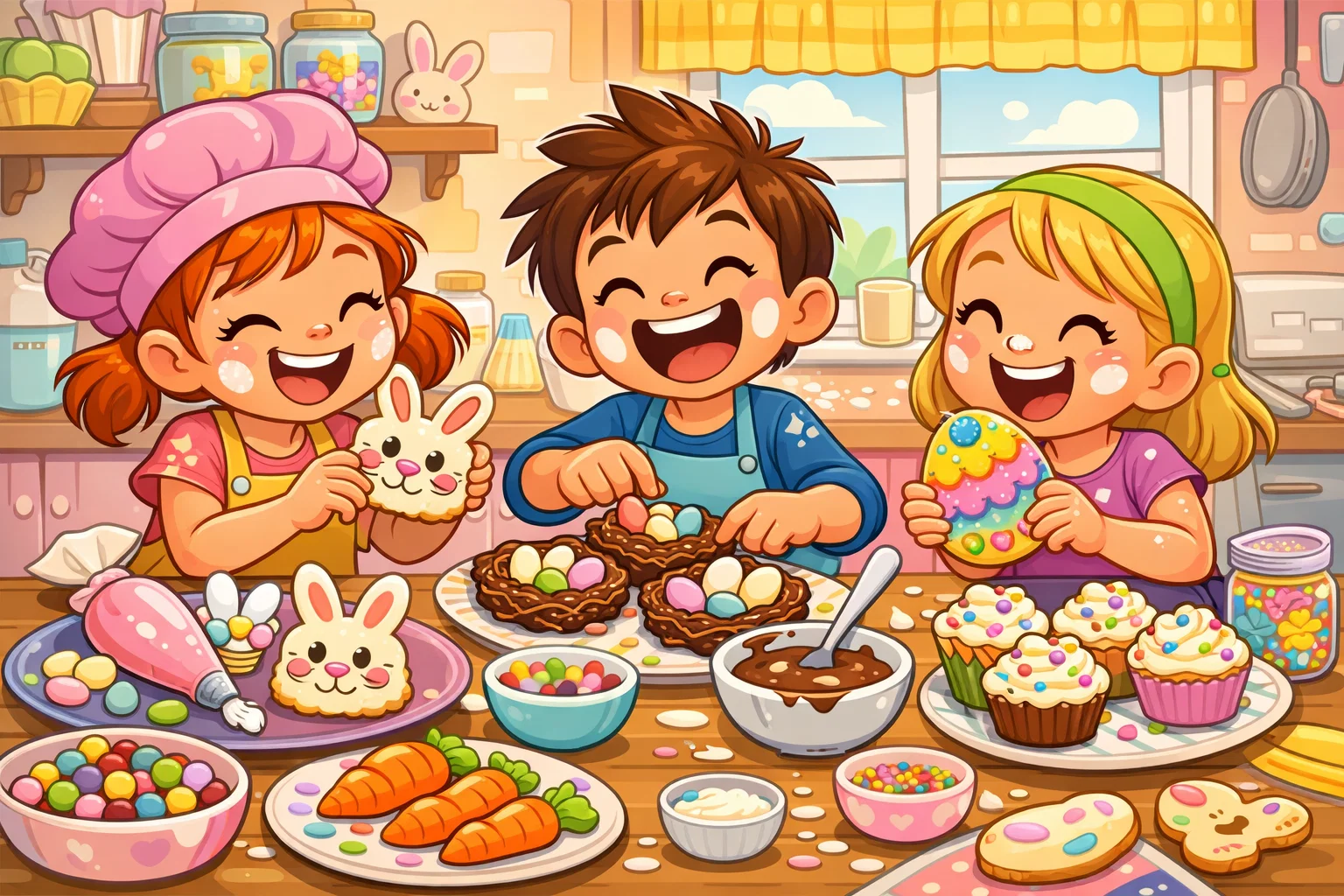 Easter food activities for kids making Easter snacks and themed treats.
