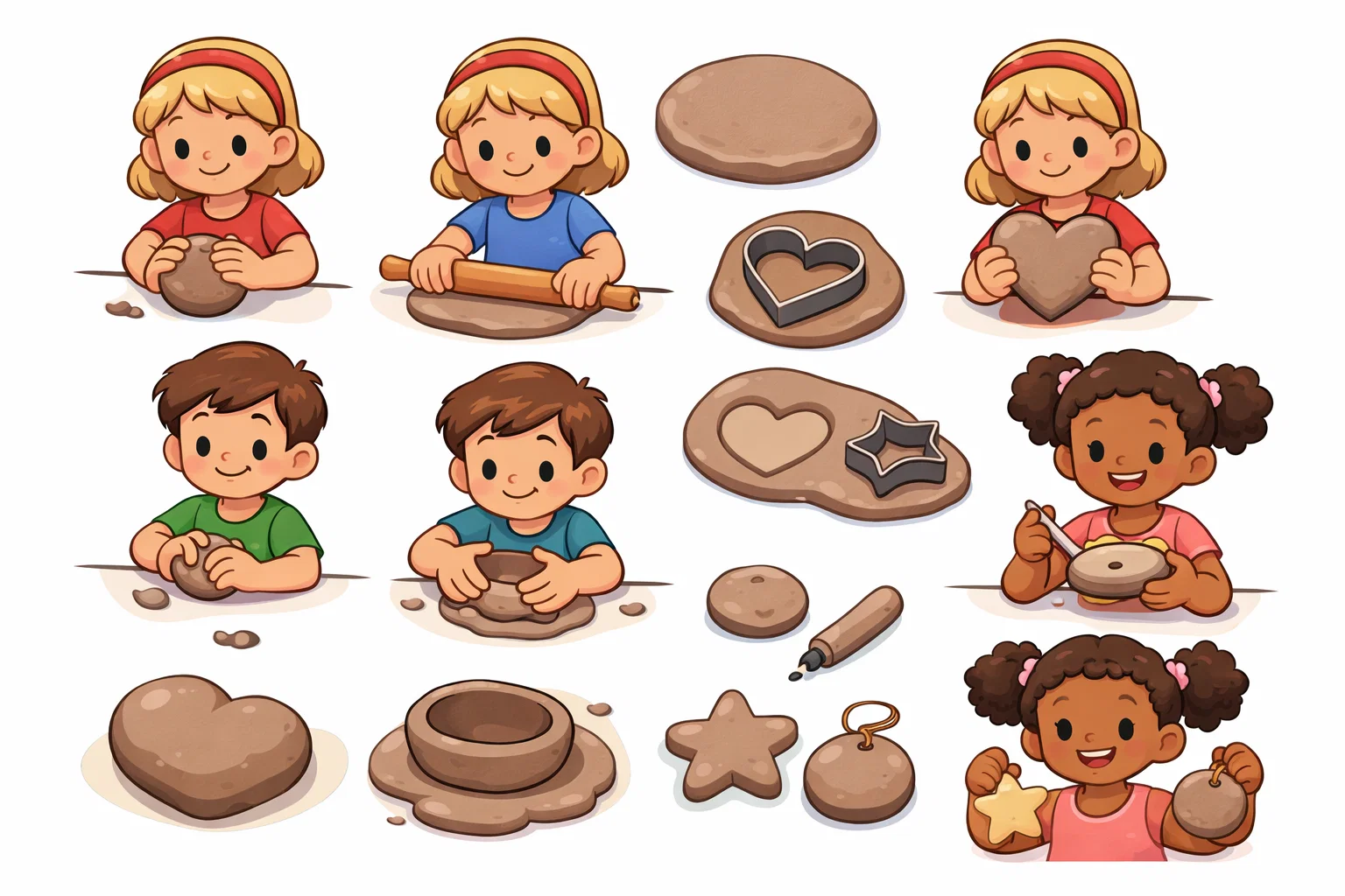 Easy clay crafts for kids creating simple shapes and handmade decorations.