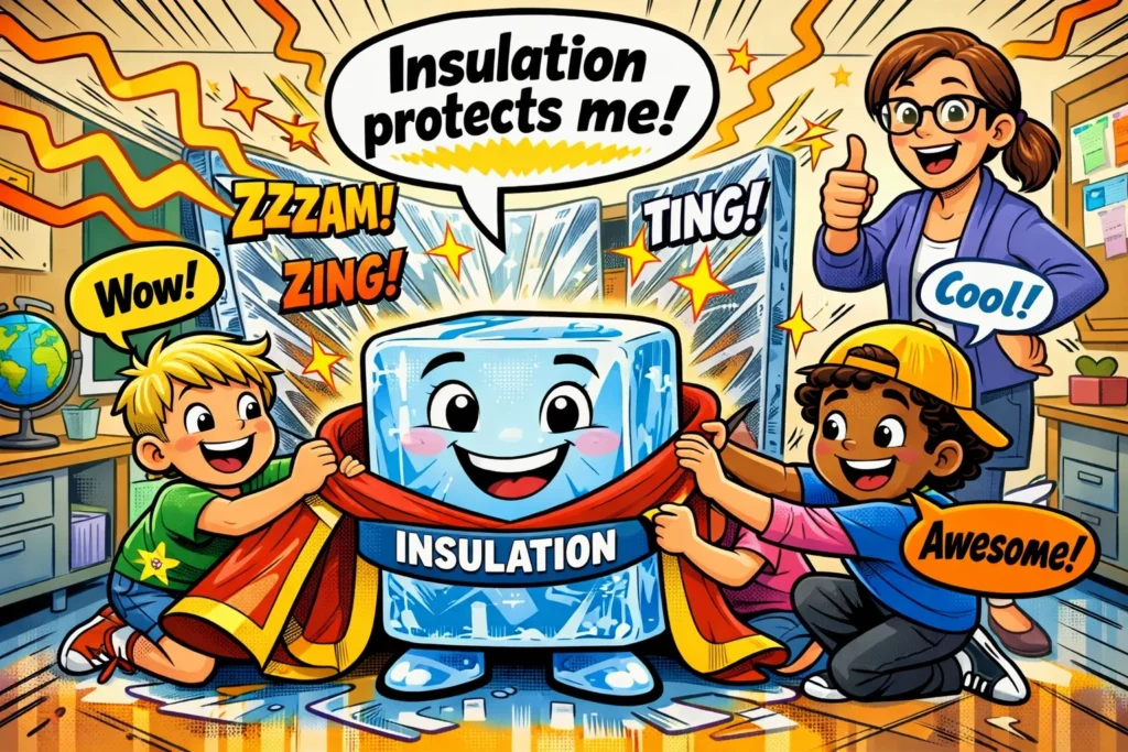 How insulation works in ice experiments with kids using materials.
