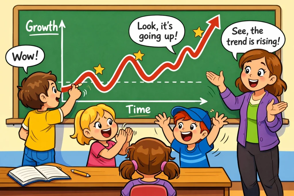 Line graphs for kids experiments showing changes over time.