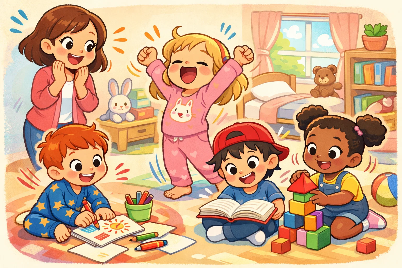 Morning activities for kids enjoying fun and active start to the day.