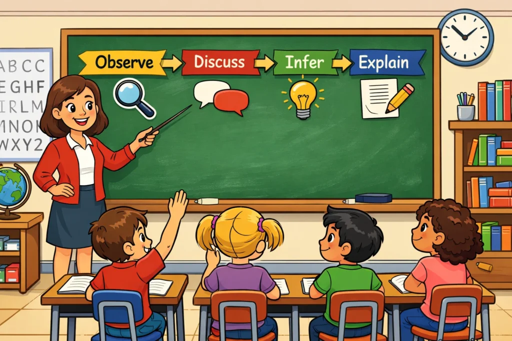 Observation inference lesson plan structure for kids science class.