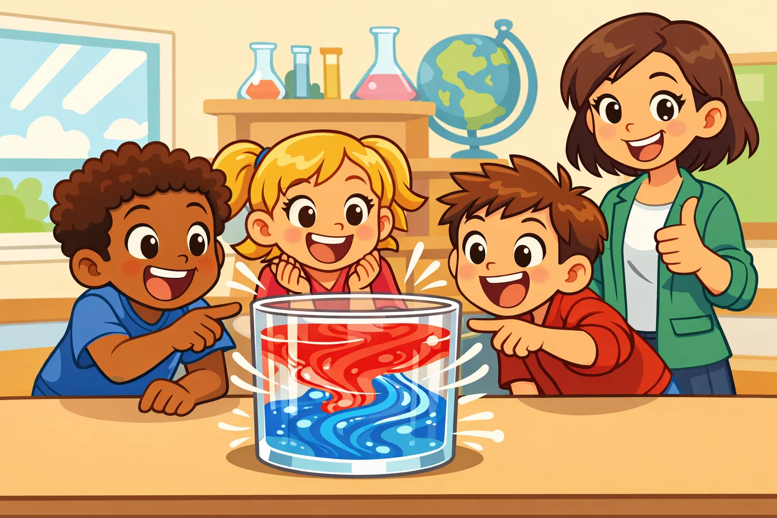 Ocean currents experiment for kids using hot cold water with visible water movement.
