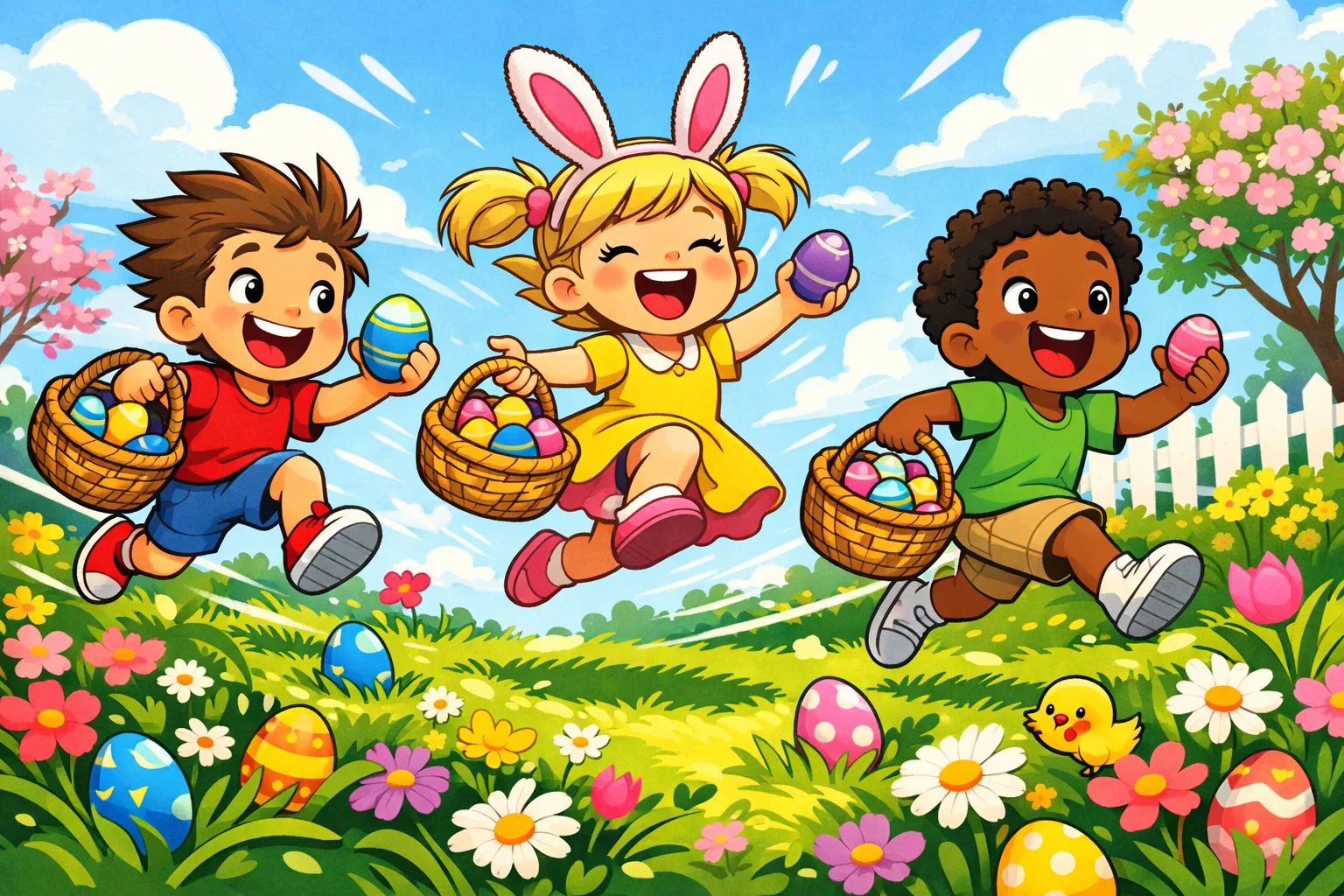 Outdoor Easter activities for kids enjoying egg hunt games and spring play.