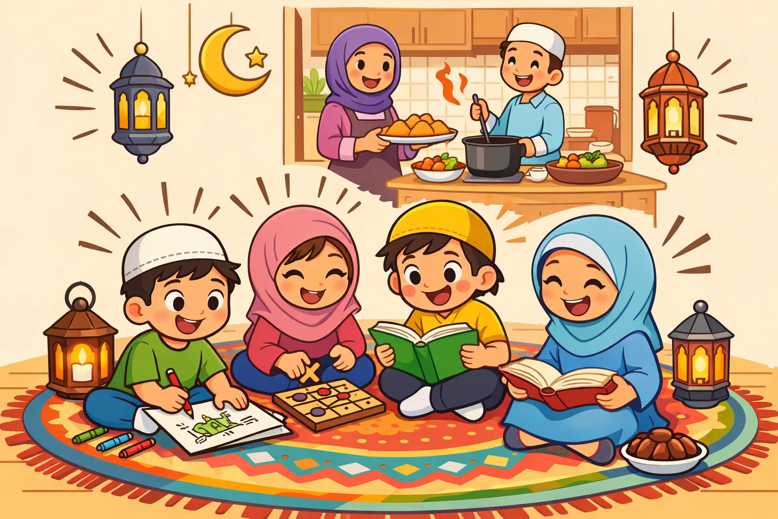 Ramadan activities for kids with crafts games and family fun.