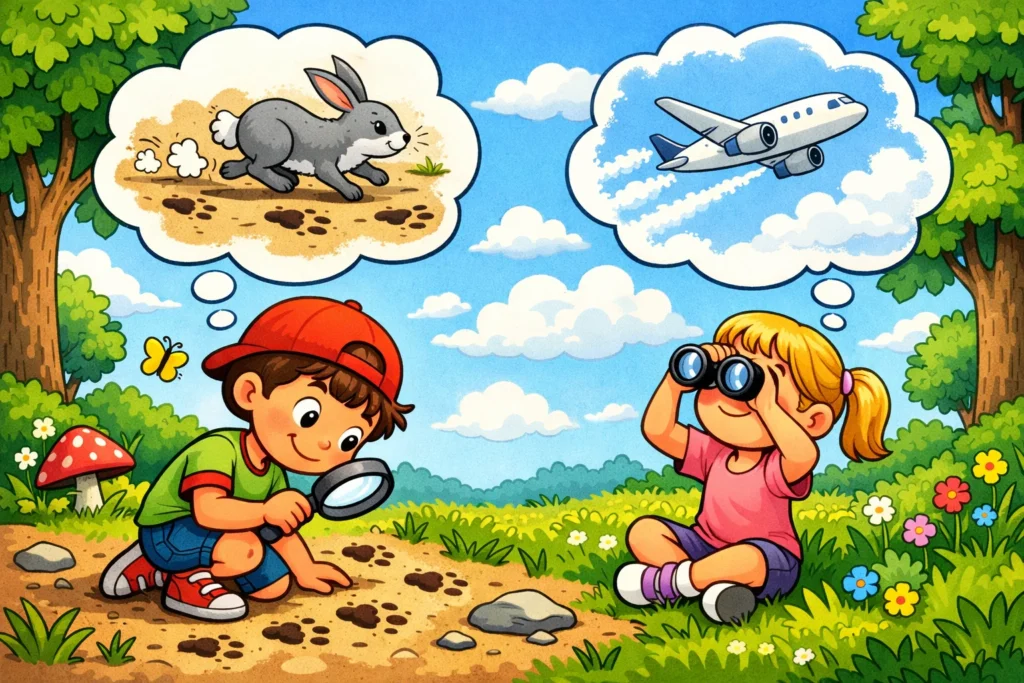 Real world observation inference examples for kids science learning.