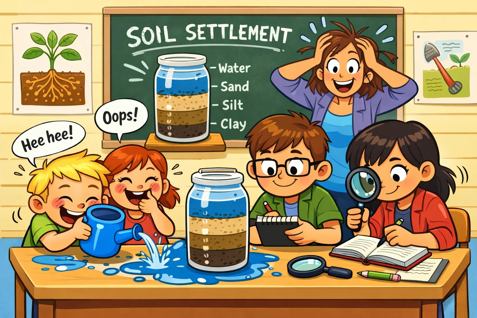Soil jar experiment age range and difficulty shown through kids of different skill levels. Soil jar experiment age range and difficulty shown through kids of different skill levels.