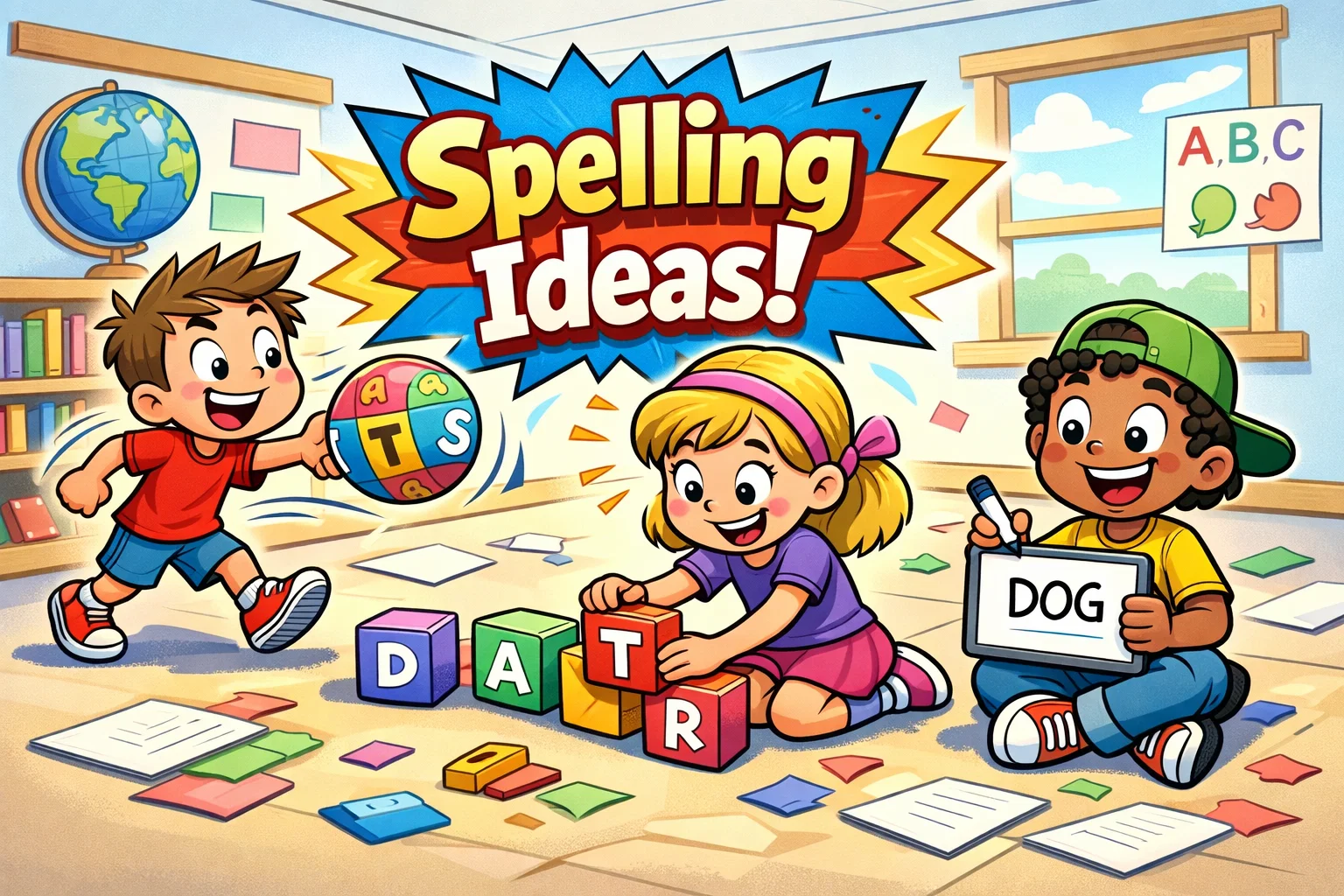 Spelling activity ideas for kids using fun games and hands on learning.