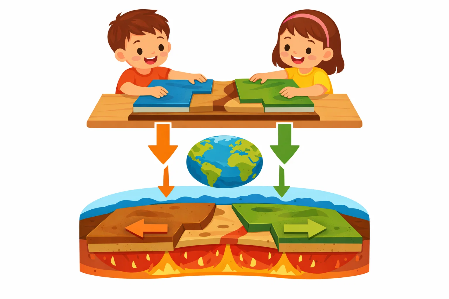 Tectonic plates model science explanation linking hands-on model to Earth movement.