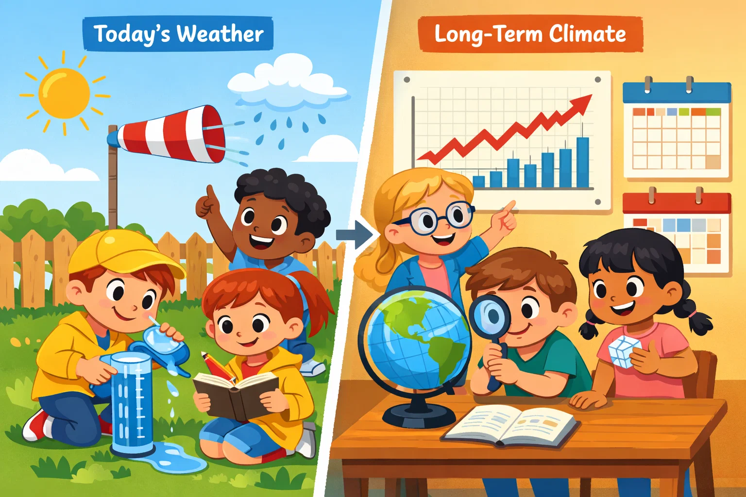 Weather and climate experiments for kids comparing daily weather and long term patterns. Weather and climate experiments for kids comparing daily weather and long term patterns.