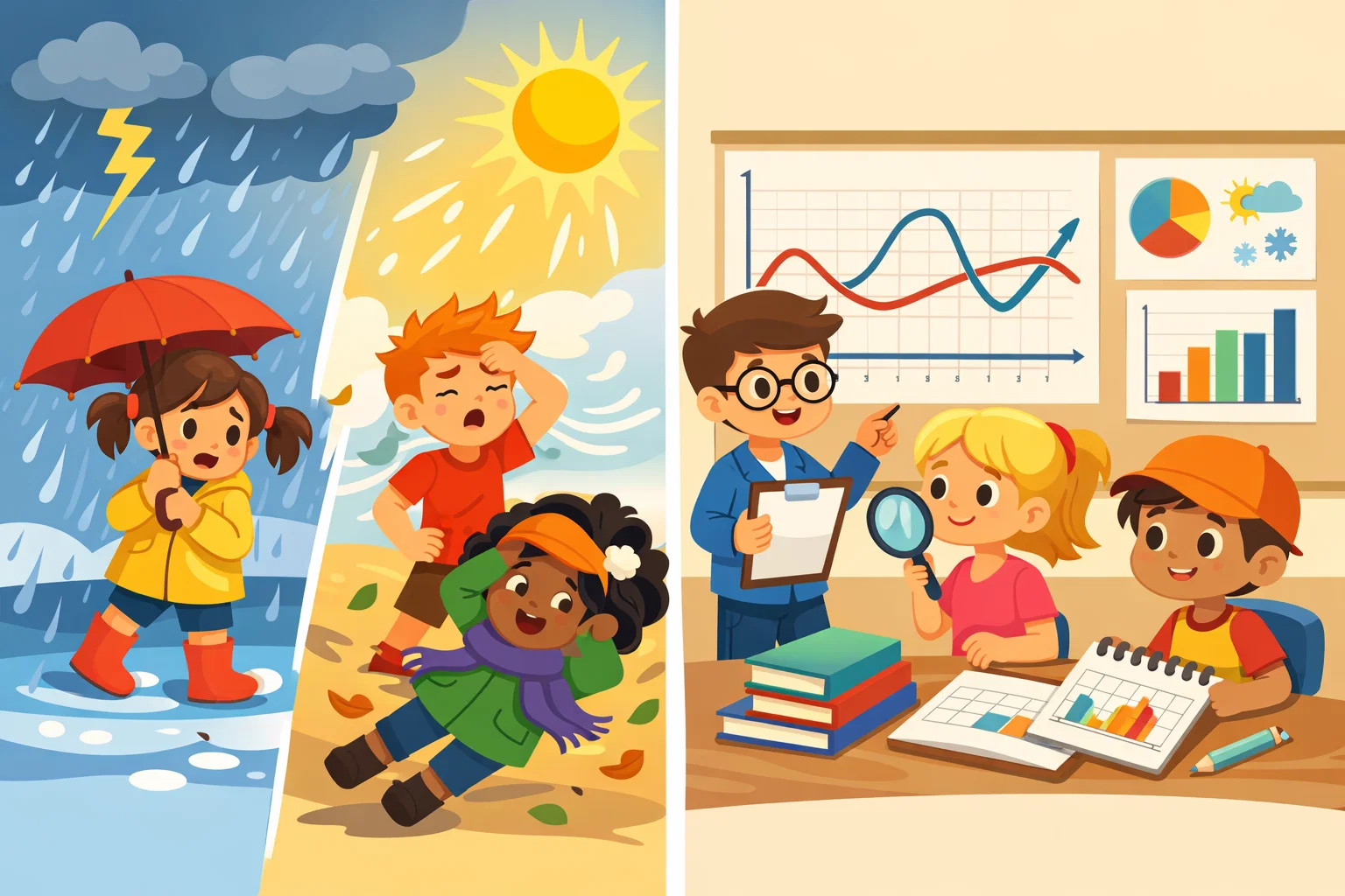 Weather vs climate experiments for kids comparing short term and long term data. Weather vs climate experiments for kids comparing short term and long term data.
