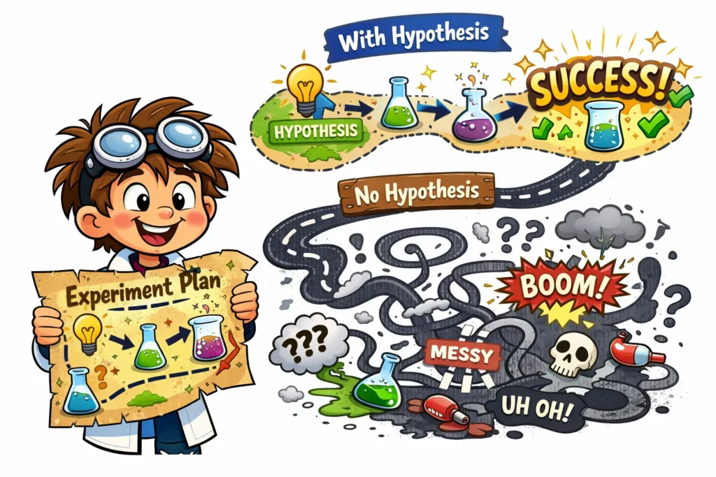 Visual showing why hypothesis matters in kids science experiments.
